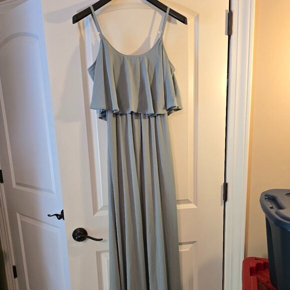 Show Me Your MuMu Small Gray Blue Caitlin Chiffon Party Bridal Ruffle Dress Smal - Picture 3 of 16